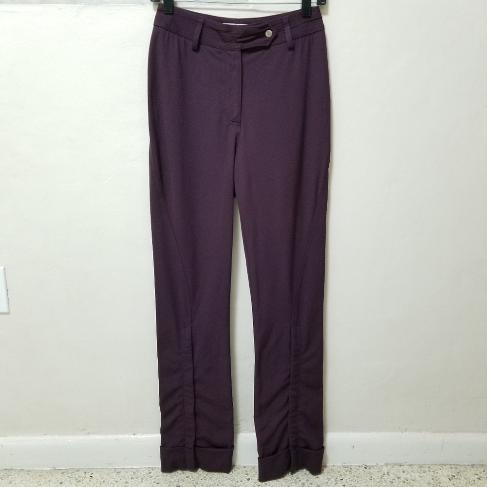 Dolce Gabbana Women Straight Pants Trousers Plum Ankle Zippers Rolled Up High 40